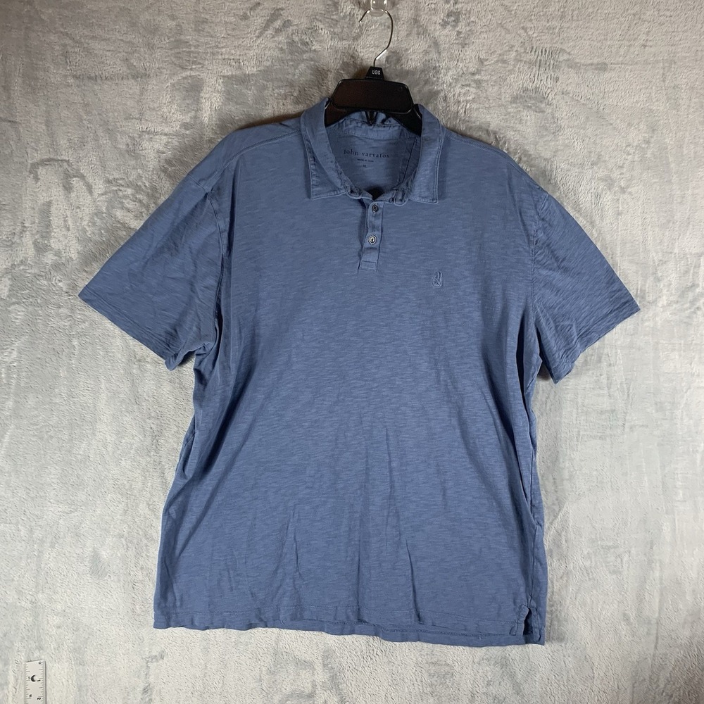 John Varvatos Men's Polo XL Blue 100% Cotton Short Sleeve Soft Relaxed